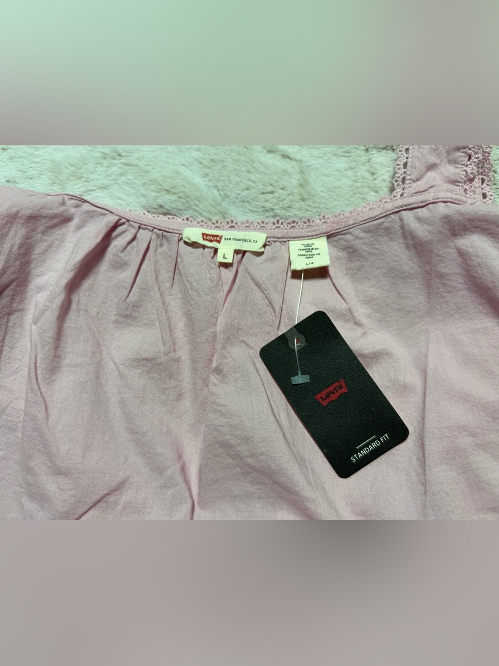Levi's Pink Lace-Trim Sleeveless Button Front Camisole - Picture 5 of 8